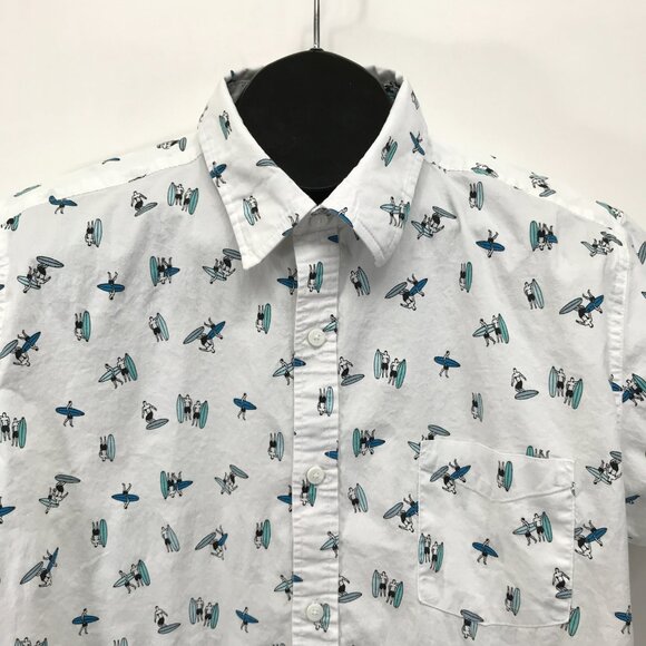 Haggar Clothing Button Up Surfer Print Shirt Men's XL Short Sleeve Casual Summer - Picture 2 of 10